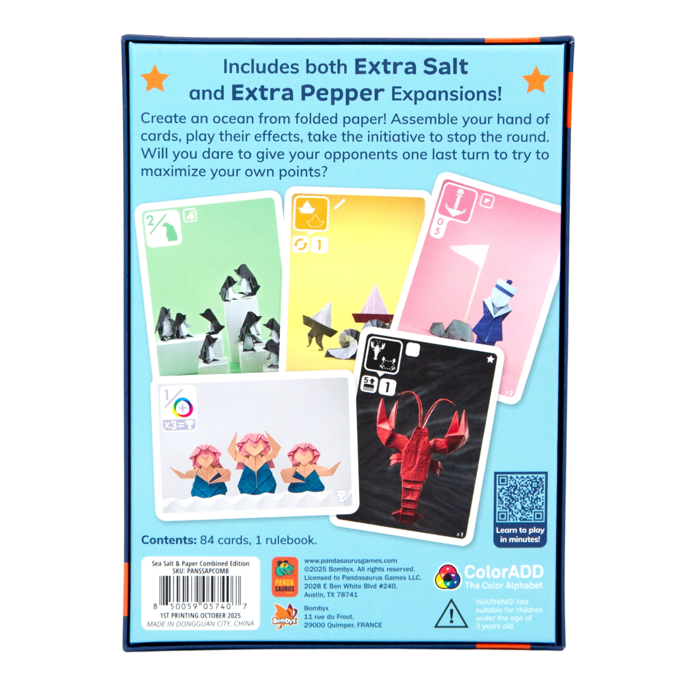 Pandasaurus Sea Salt and Paper + Extra Salt and Pepper Family Strategy Card Game for Ages 8+, from Asmodee (Walmart Exclusive)