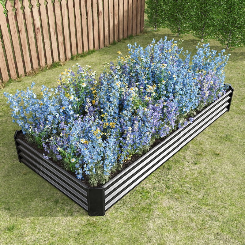 7.6x3.7x0.98ft Galvanized Raised Garden Bed,Outdoor Planter Box Metal Patio Kit Planting Bed for Vegetables Flowers Herb, 1PC