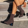 thumbnail image 5 of Mgmyaa Women's High Heel Boots Pointed Toe Stiletto Elastic Knitted Mid-Calf Pump Booties, 5 of 9