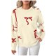 thumbnail image 3 of RKSTN Christmas Sweaters for Women Oversized Crewneck Cute Bow Knit Pullover Sweater Top Womens Casual Solid Embroidered Round Neck Loose Fits Comfy Sweet Style Sweater Fall Spring Outfits, 3 of 9