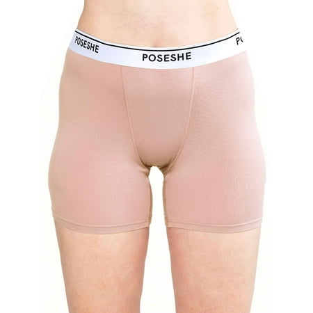 

POSESHE Women s Boxer Underwear Plus Size Boyshorts Panties 6/8 Inseam