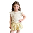 thumbnail image 6 of biudgviw Toddler Girl Clothes Kids Ruffle Sleeveless Tops and Bow Trim Shorts Set with Side Drawstring Cute Two Piece Outfits, 6 of 6