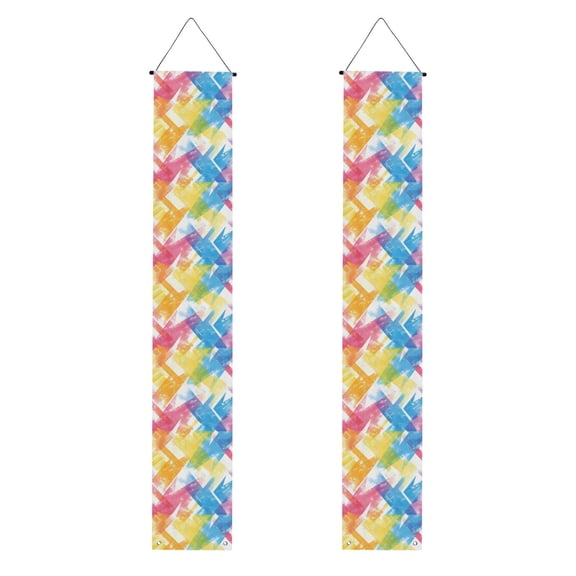 A Pair Of Decorative Banners 70.9×11.8in Can Be Reused And Easily Installed For Indoor Or Outdoor Or Anywhere Aliceblue Tie-Dye Background Rainbow Colors (2)