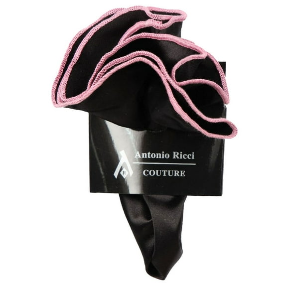 PS-Z-RD-23 - Round Pocket Square Accessory - Black Pink