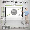thumbnail image 2 of Yard Master Plus Portable Outdoor Folding-Frame Matte White Front Projector Screen, 120" diag., 16:9, Carrying Bag,OMS120H2PLUS, 2 of 6