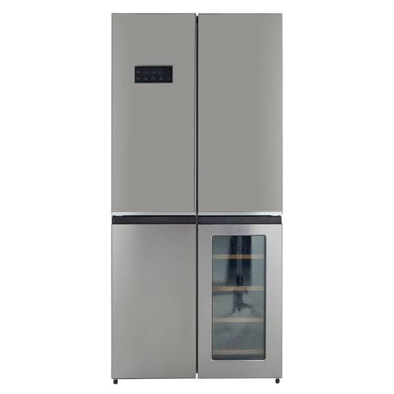 Festisoul 21 Cu.Ft Capacity Counter Depth French Door Fridge with Wine Cabinet, 4-Door Large French Refrigerator Frost-Free Cooling Stainless Steel Refrigerators for Home