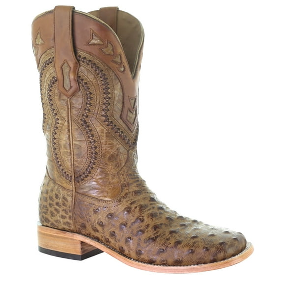 Corral Boots Mens Orix Embroidered Ostrich Square Toe Cowboy  Mid Calf Dres