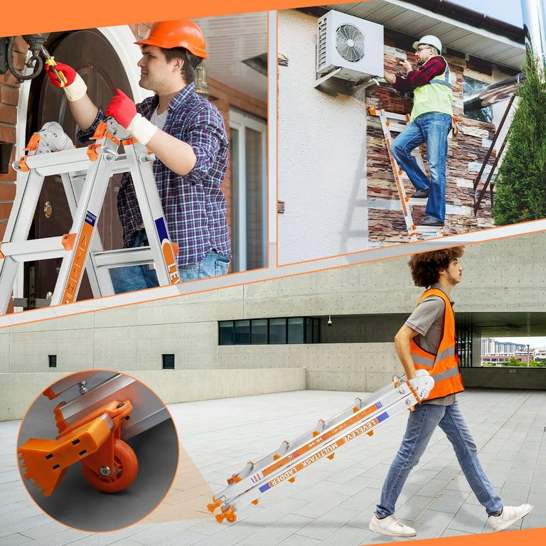 LEVELEVE 20FT Multi Position Ladder,A Frame 6 Step Ladder with