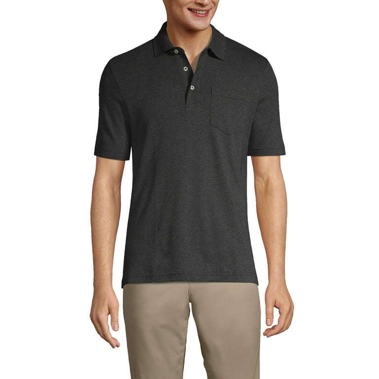 Lands' End Men's Short Sleeve Cotton Supima Polo Shirt with Pocket
