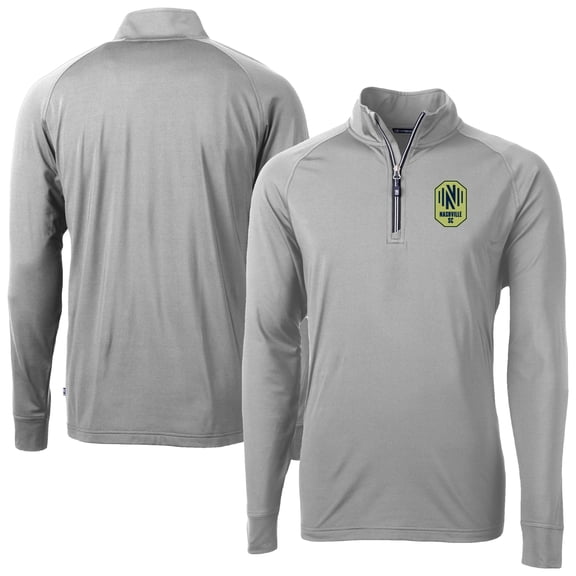 Men's-Cutter & Buck  Gray Nashville SC Big & Tall Adapt Eco Knit Stretch Recycled Quarter-Zip Pullover