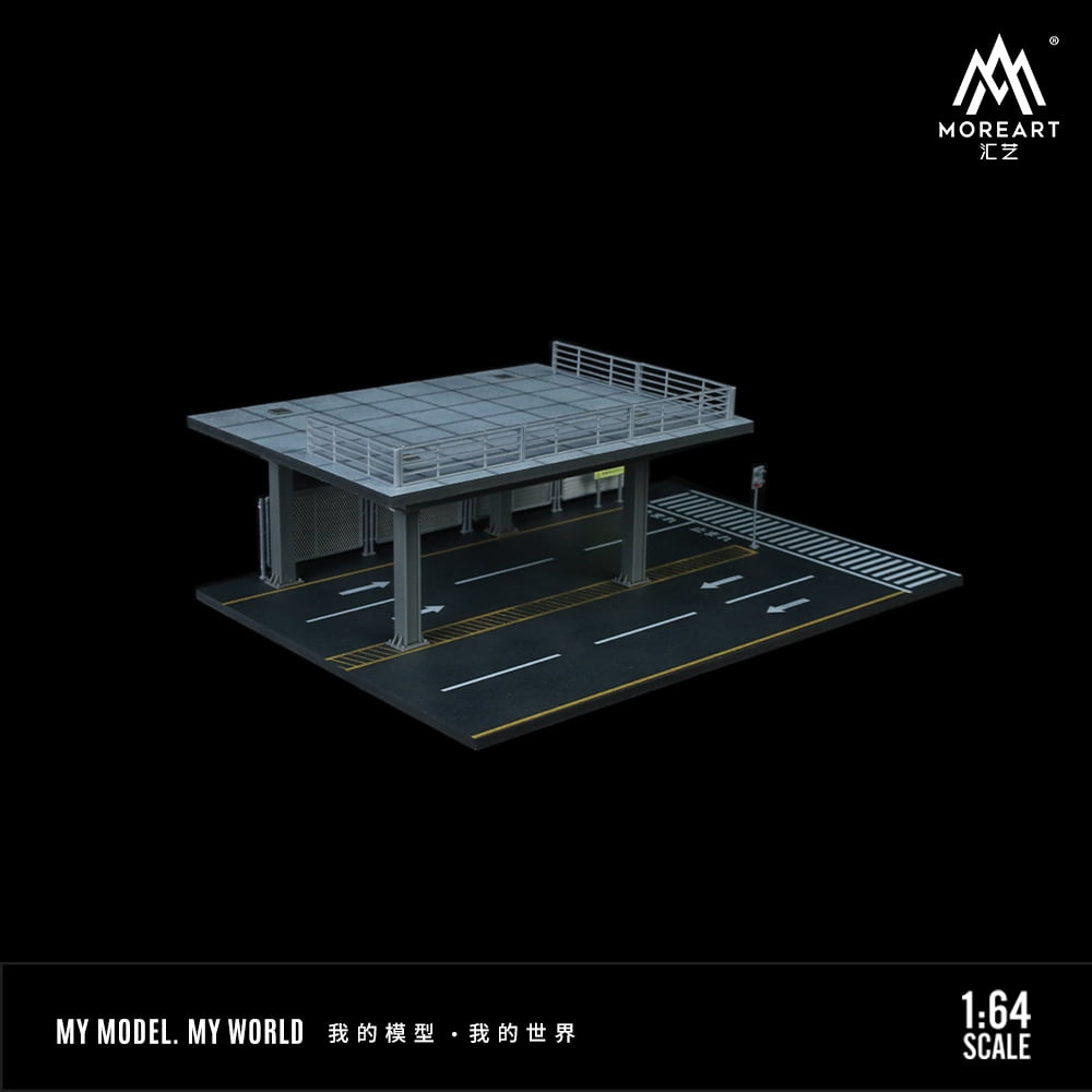 NUEIOVRW Diorama 1:64 Parking Lot Model, LED Lighting Diecast Car Garage Display Model, Car Showroom Scene Building Model Toy Gift, Car Models Display Case
