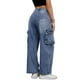 thumbnail image 3 of Pantalones de mezclilla anchos de mujer cargo de cintura alta casuales con bolsillos 2XL azules, 3 of 5