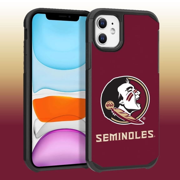 Apple iPhone 11 / XR - Licensed NCAA of Florida State University Seminoles Logo on Red Textured Dual Layer Case