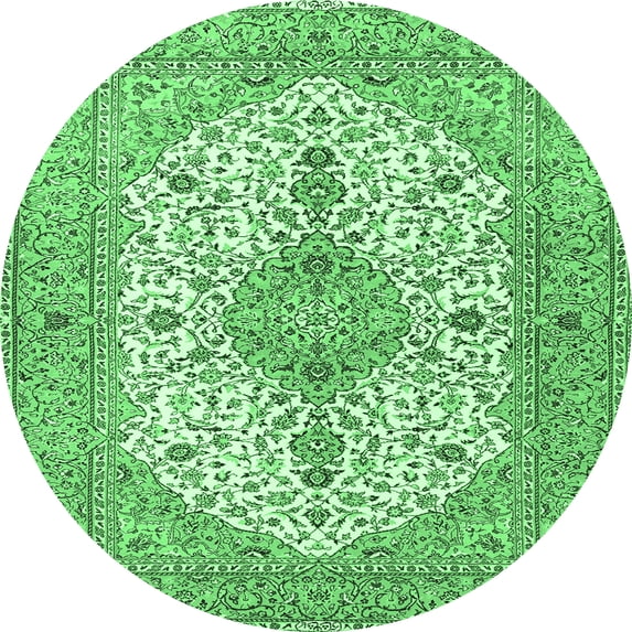 Ahgly Company Indoor Round Persian Emerald Green Traditional Area Rugs, 5' Round