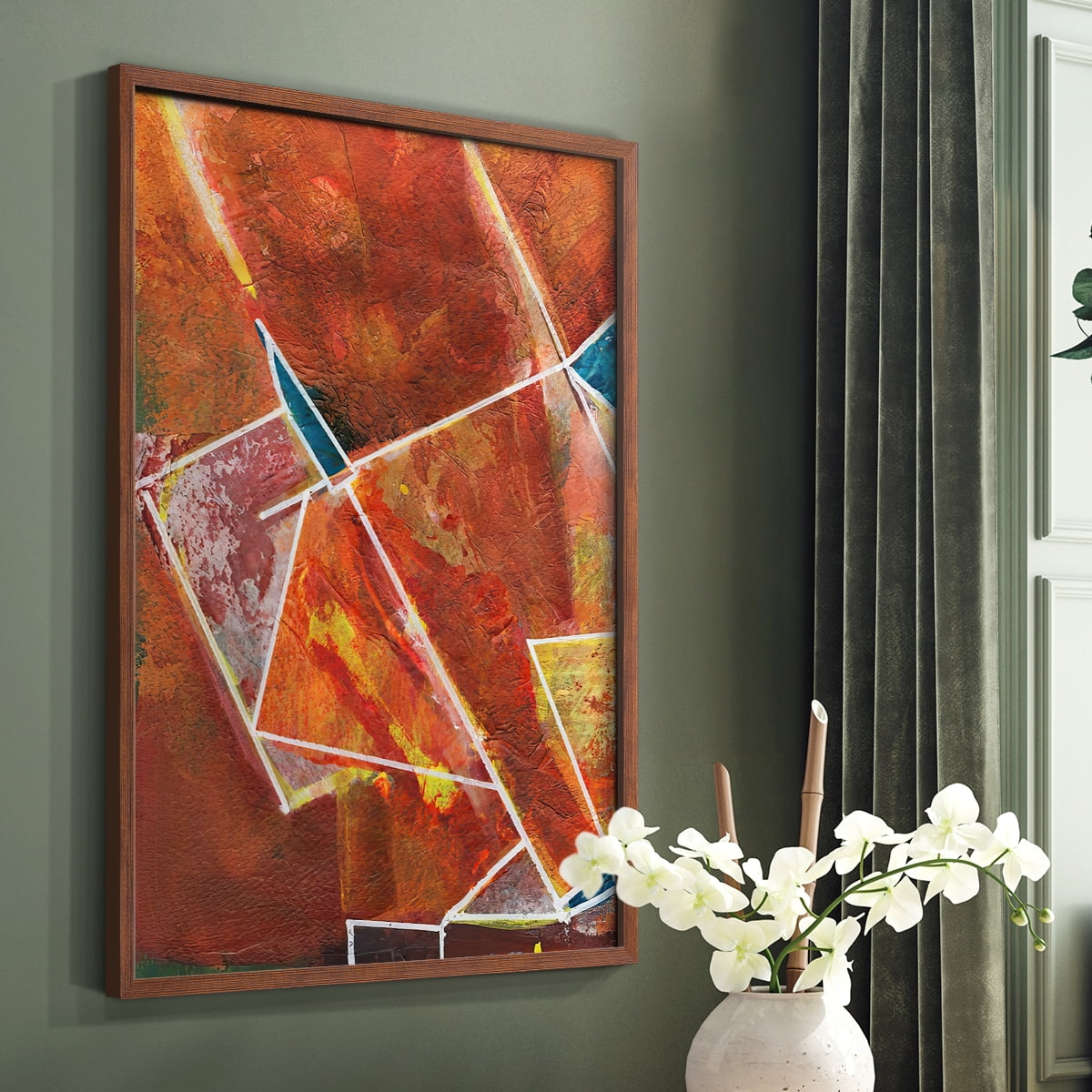 Primary Connection II Framed Print in Brown Solid Wood Framed Print No Nail Hanging