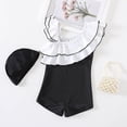 thumbnail image 5 of XEGLSBU Girls Swimsuit Size 12-13 Summer Children Girls Ruffles 1 Piece Swimwear Solid Color Beach Swimsuit Bikini Black-D Size 2-3 Years, 5 of 9