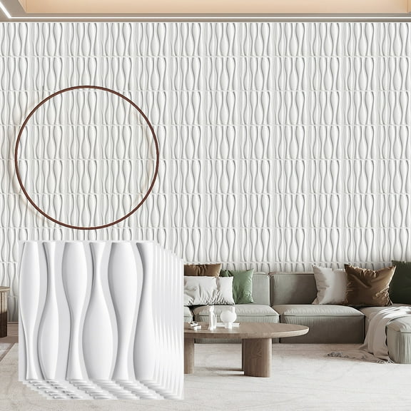 FLOLEOPA 30 Pack 3D Wall Panel, PVC Textured Wall Panels for Interior Wall Décor, 11.8 x11.8 Inch Cover 29.Sq.Ft