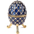 thumbnail image 3 of Faberge Style Blue Egg Pendant XB Christ is Risen Sterling Silver 925 1 Inch, 3 of 4