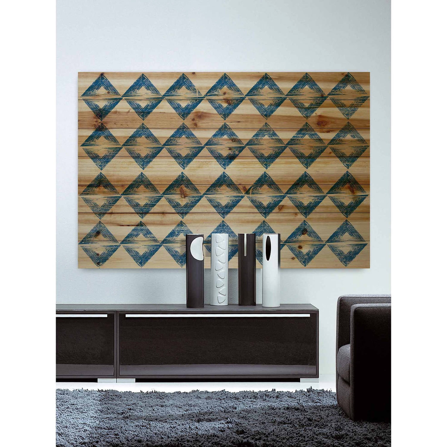 Marmont Hill - "Square Symmetry" Painting Print on Natural Pine Wood