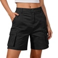 thumbnail image 2 of Utoimkio Women's Mid Length Cargo Shorts Classic Button Zip Fly Multi Flap Side Pockets Straight Casual Utility Bottoms, 2 of 9