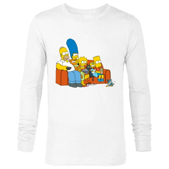 The Simpsons Homer Marge Maggie Bart Lisa Simpson Couch - Long Sleeve T-Shirt for Men- Customized-White