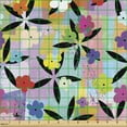 thumbnail image 2 of Grunge Sofa Upholstery Fabric by the Yard, Repetitive Pattern of Weathered Flowers Ornament on Geometric Concept Background, Decorative Fabric for DIY and Home Accents, Multicolor by Ambesonne, 2 of 5