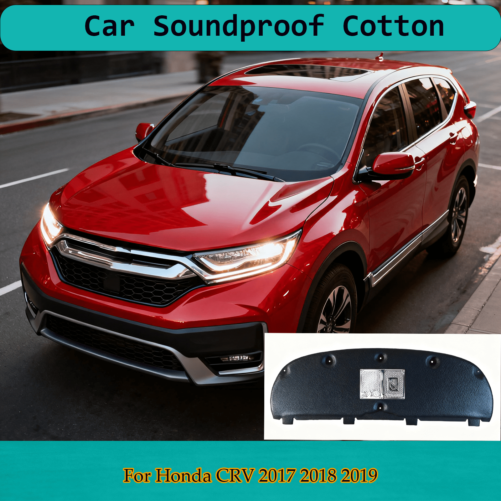 For Honda CRV 2017-2019 Car Hood Engine Insulation Pad ,Aluminum Foil Heat,Heat Shield,Sound Deadening Mat,Soundproof Cotton Replacement Accessories Heat Sound Cover-2017-2019