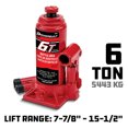 thumbnail image 2 of Powerbuilt 640407 Automotive 6 Ton Bottle Jack w/ Forged Iron Saddle, Red, 2 of 5