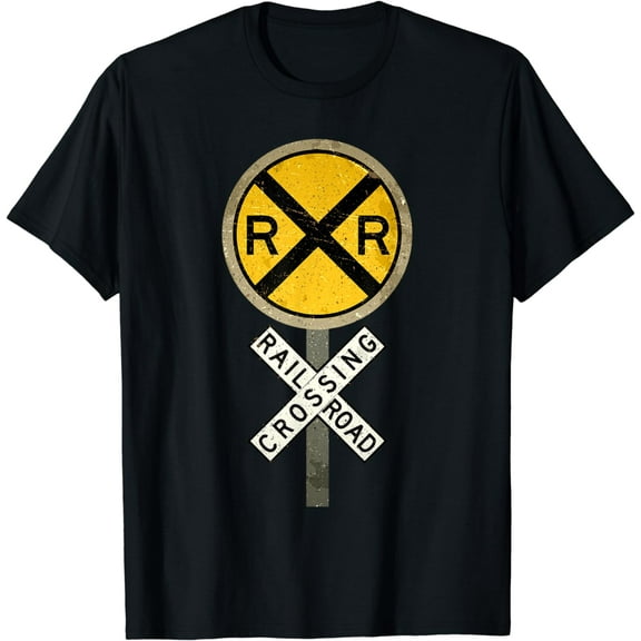 Cool Train Art For Men Women Railroad Crossing Model Train T-Shirt