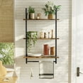 thumbnail image 6 of Bestier 38 inch Wall Mounted Floating Shelves with Towel Bar & Hooks Bookshelf in Rustic, 6 of 10