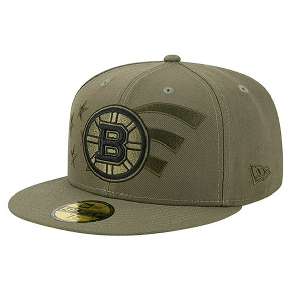 Men's New Era Olive Boston Bruins Military Appreciation Flag 59FIFTY Fitted Hat