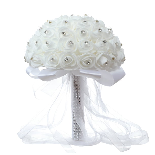 GOOHOCHY 1 ramo de novia artificial con rosas realistas, accesorio para fotografía de boda.