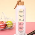 thumbnail image 4 of Botella de Agua de Vidrio de 1 L con Marca de Tiempo, Portátil, con Tapa de Bambú, Sin Plomo, Deportiva, con de Silicona, Color Negro., 4 of 5