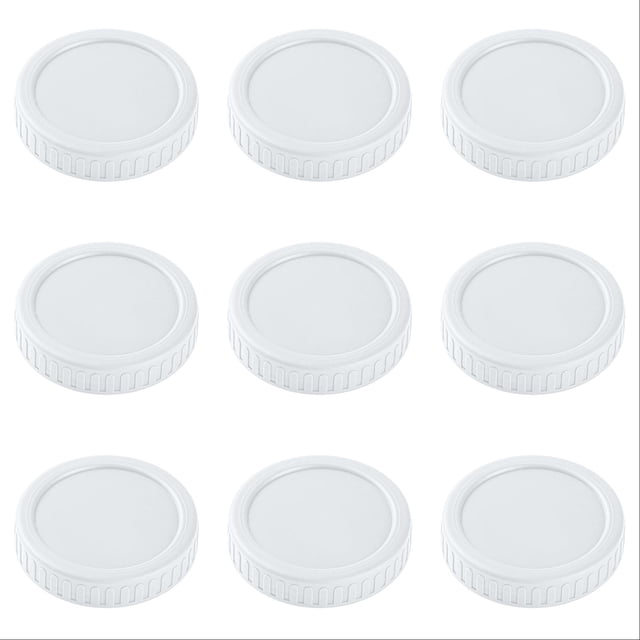 Wide Mouth Jar Lids 86mm - 12PCS Plastic Canning Lids with Silicone Rings - Leakproof Food Grade Storage Caps for More Jars - Dishwasher Safe Colorful Jar Lids