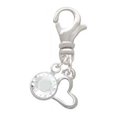 thumbnail image 2 of Delight Jewelry Silvertone Small Slanted Open Heart - Silvertone Clip on Charm with Clear Crystal Drop, 2 of 4