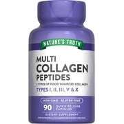 Multi Collagen Protein | 90 Capsules | Type I, II, III, V, X | Collagen Peptide | by Nature's Truth