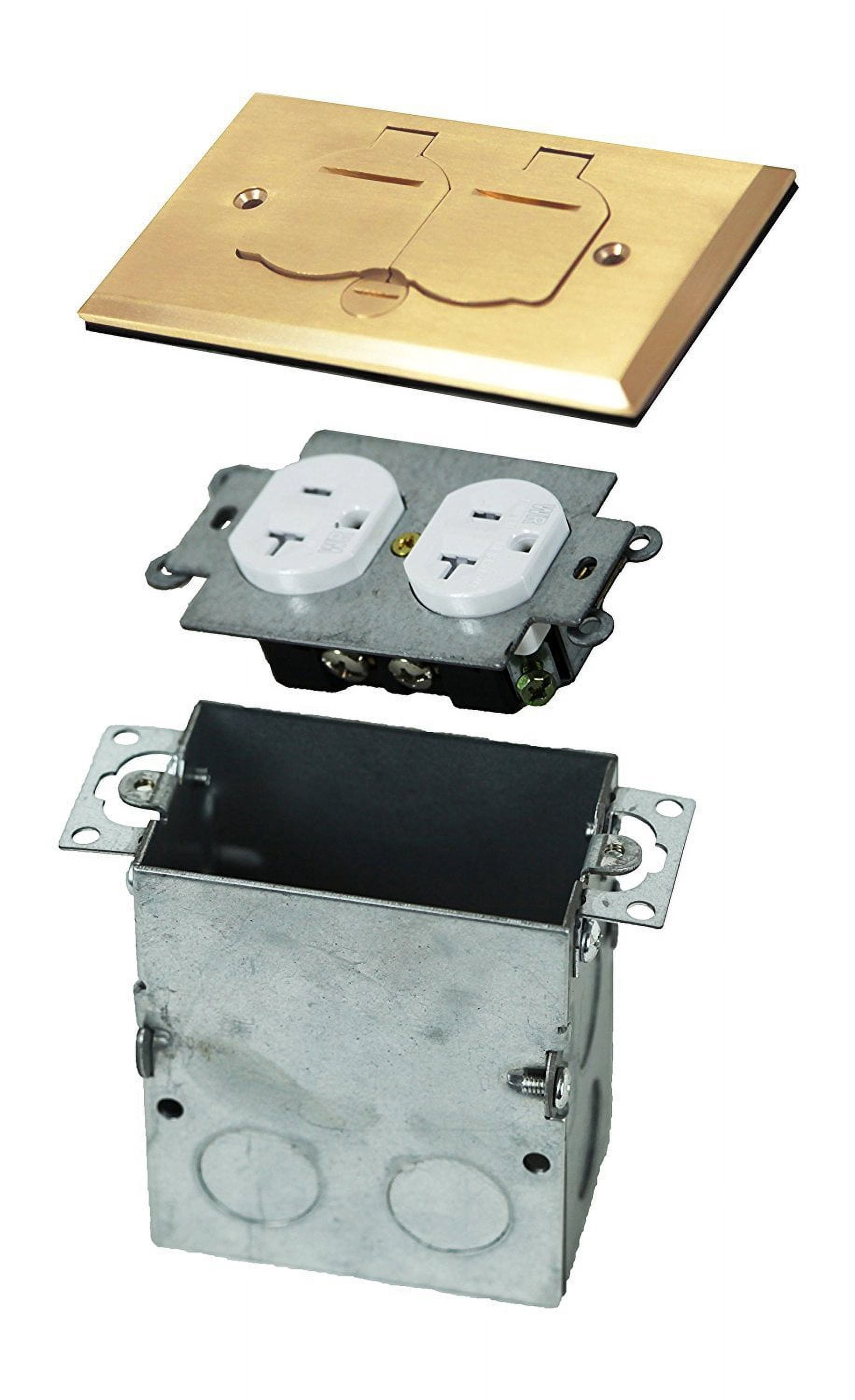 ENERLITES Flip Lid Cover Floor Box kit, 1-Gang Cover, 20A Tamper-Weather Resistant Receptacle Outlets, Watertight Gasket, Corrosive Resistant Hardware, 975507-C, Brass