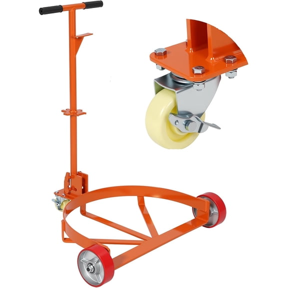 55 Gal Drum Dolly 1200 lbs Locking Swivel Caster Adjustable Handle