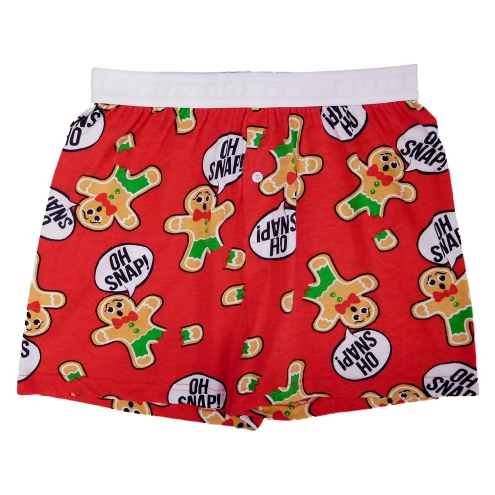 Fun Boxers Fun Boxers Mens Red Oh Snap Gingerbread Man Christmas