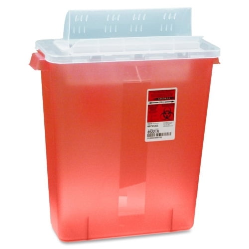 Covidien Transparent Red Sharps Container 3 gal Capacity - 16.3' Height x 13.8' Width x 6' Depth - Red