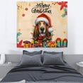 thumbnail image 3 of Merry Christmas Santa Basset Hound Scarf Twinkling Lights Xmas Holiday Tapestry Bassets Dog Breed Lovers Gifts Idea Wall Hanging Backdrop Home Decor - 00022, 3 of 5