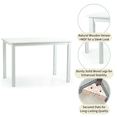 thumbnail image 3 of 5 Piece Dining Table Set, 4 Classic Style Solid Wood Warm Chairs w Rectangular Table, Kitchen Room Set, White Color w Gray Cushions, 3 of 8