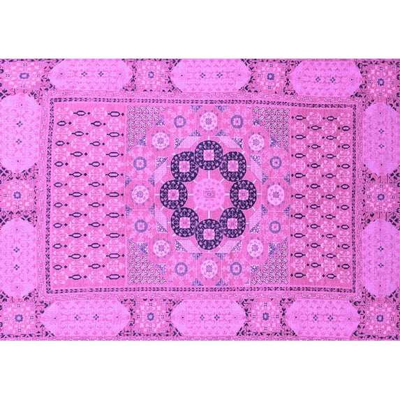 Ahgly Company Indoor Rectangle Abstract Purple Modern Area Rugs, 5' x 7'