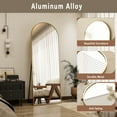 thumbnail image 5 of Anyrose 65.3"x24" Arched Floor Mirror Free-standing Full-length Mirror , Gold, 5 of 6