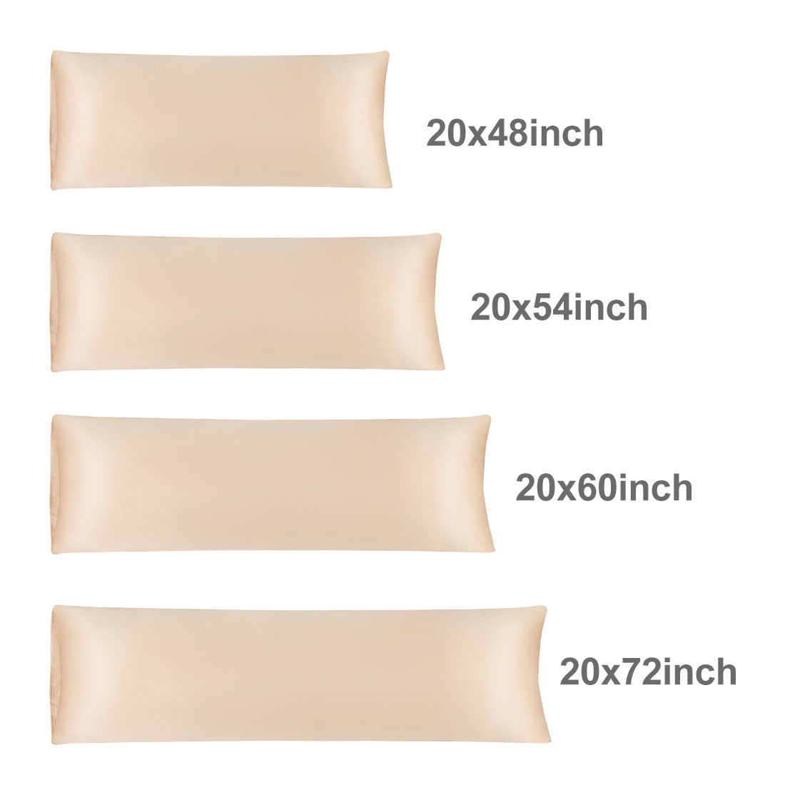 Unique Bargains Envelope Closure Satin Silk Body Pillow Cover Champagne 20"x54"