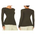 thumbnail image 4 of T-shirt pour Femmes à Manches Longues, Col Rond, Uni, Coupe Ajustée, Hauts d'Automne, T-shirts Basiques, Vêtements d'Automne, 4 of 5