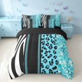 thumbnail image 3 of Homewish Animal Print Queen Bedding, Blue Zebra Leopard Print Bedding Comforter Set Queen, Black Reversible, 7-Piece, 3 of 7
