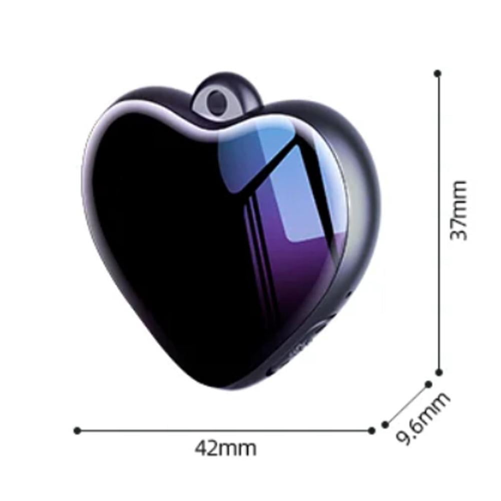 Heart Pendant Voice Recorder with Lanyard Hole- Storage Mini Hidden Recorder with Voice Activation & Noise Reduction, Continuous Recording, Portable for Meetings, Lectures, Interviews