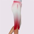 thumbnail image 6 of Women's Soft Polyester Blend Elastic Waist Capris, Side Pockets for Practicality, Tummy Control Flattering Fit, Mid Waist Pull On Lounge Crop Pants, Yoga Workout Summer | TruBelle,Red L, 6 of 8