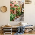 thumbnail image 2 of Tuscan Decor Wall Hanging Tapestry, Street View of a Small Renaissance Town with Floral Porches and Rock Houses Mediterranean Art, Bedroom Living Room Dorm Accessories, 60 X 80 Inches, by Ambesonne, 2 of 5
